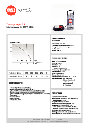 Abwasser-Schlammpumpen Mast-Pumpen T 8