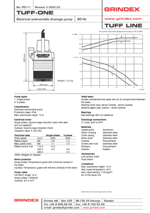 Abwasser-Schlammpumpen Grindex Tuff one D