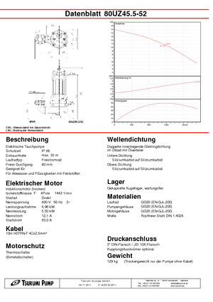 Schmutzwasserpumpen Tsurumi-Pumpen 80UZ45.5