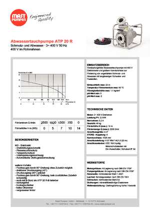 Schmutzwasserpumpen Mast-Pumpen ATP 20 R
