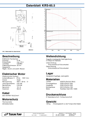 Schmutzwasserpumpen Tsurumi-Pumpen KRS-85.5