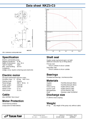 Schmutzwasserpumpen Tsurumi-Pumpen NKZ3-C3