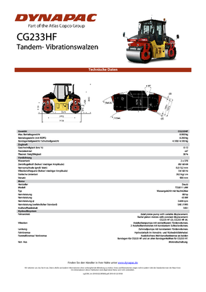 Tandem-Vibrowalzen Dynapac CG 233 HF