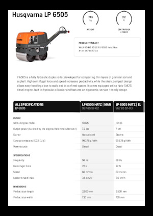 Tandem-Vibrowalzen Husqvarna LP 6505