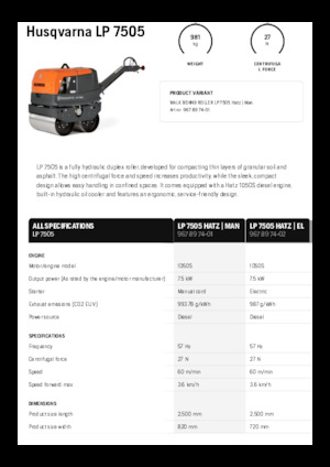 Tandem-Vibrowalzen Husqvarna LP 7505