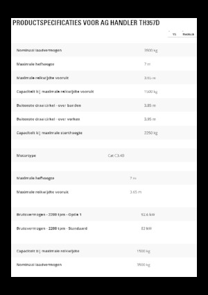 Teleskopen starr Caterpillar TH357D