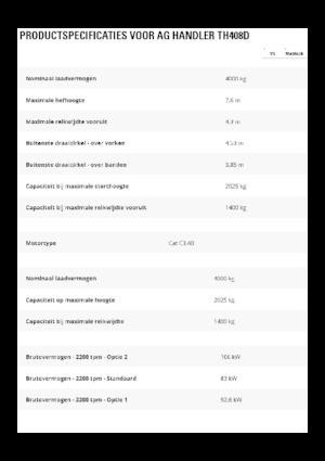 Teleskopen starr Caterpillar TH408D