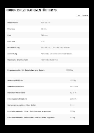 Teleskopen starr Caterpillar TH417D