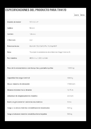 Teleskopen starr Caterpillar TH417D