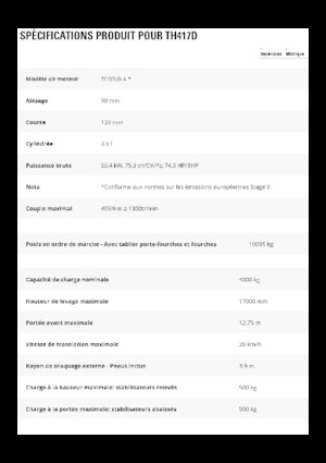 Teleskopen starr Caterpillar TH417D