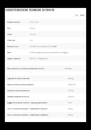 Teleskopen starr Caterpillar TH417D