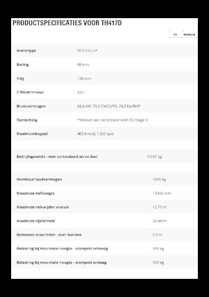 Teleskopen starr Caterpillar TH417D