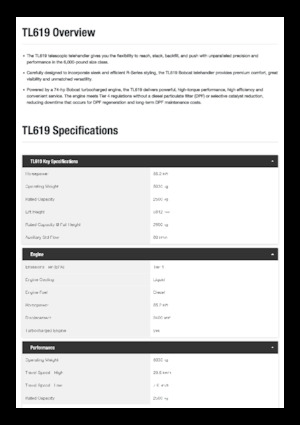 Teleskopen starr Bobcat TL619