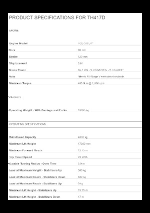 Teleskopen starr Caterpillar TH417D
