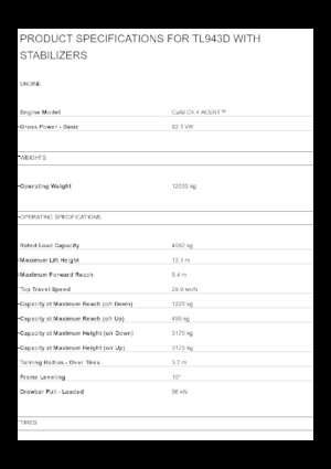 Teleskopen starr Caterpillar TL943D With Stabilizers