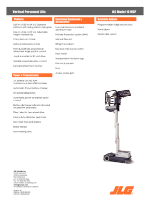 Senkrechtmast-Arbeitsbühnen JLG 10MSP