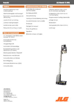 Senkrechtmast-Arbeitsbühnen JLG 15 MVL