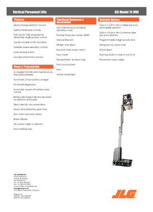 Senkrechtmast-Arbeitsbühnen JLG 15 MVL