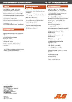 Senkrechtmast-Arbeitsbühnen JLG 20AM