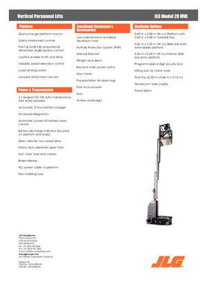 Senkrechtmast-Arbeitsbühnen JLG 20MVL