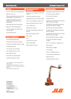 Senkrechtmast-Arbeitsbühnen JLG-Toucan Toucan 1210