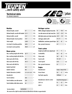 Teleskoparbeitsbühnen auf Raupen TEUPEN LEO25Tplus