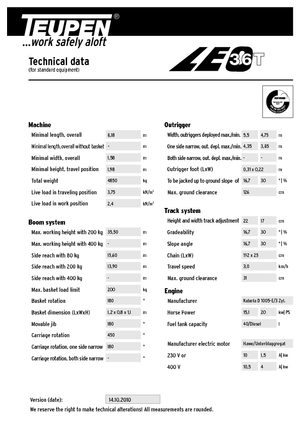 Teleskoparbeitsbühnen auf Raupen TEUPEN LEO36T