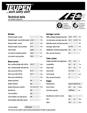 Teleskoparbeitsbühnen auf Raupen TEUPEN LEO36T