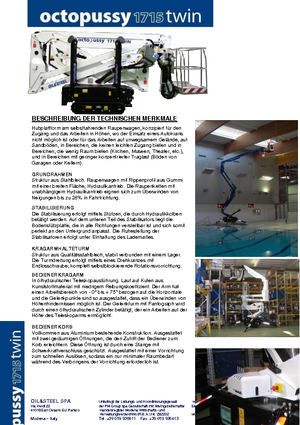 Gelenkarbeitsbühnen auf Raupen Oil & Steel Octopussy 1715 Twin