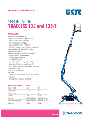 Gelenkarbeitsbühnen auf Raupen CTE Traccess 135-1