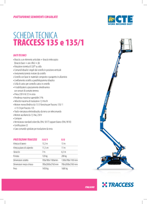 Gelenkarbeitsbühnen auf Raupen CTE Traccess 135
