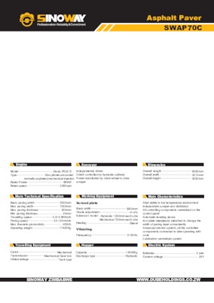 Straßenfertiger auf Ketten Sinoway SWAP70C 
