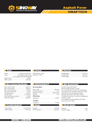 Straßenfertiger auf Ketten Sinoway SWAP75CH