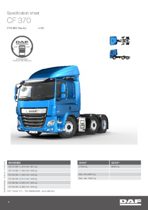 Sattelzugmaschinen/SZM DAF CF 450 FTG SLEEPER CAB