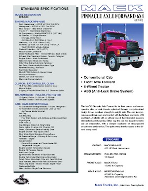 Sattelzugmaschinen/SZM Mack PINNACLE CA68 Conventional CHU603 MP8 6x4