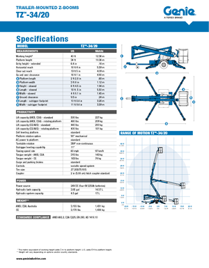 LKW-Gelenkarbeitsbühnen Genie TZ 34/20