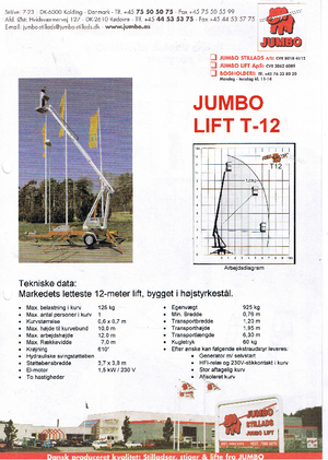 Anhänger-Teleskoparbeitsbühnen Jumbo Lift T 12
