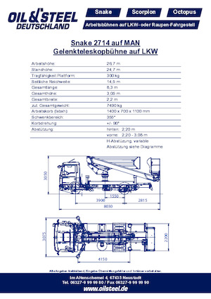 Anhänger-Gelenkarbeitsbühnen Oil & Steel Snake 2714 