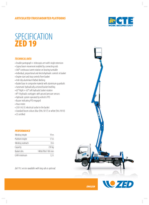 Anhänger-Gelenkarbeitsbühnen CTE ZED 19