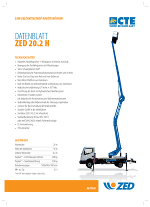 Anhänger-Gelenkarbeitsbühnen CTE ZED 20.2 H