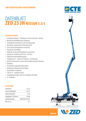 Anhänger-Gelenkarbeitsbühnen CTE ZED 23 JH