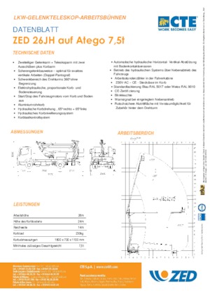 Anhänger-Gelenkarbeitsbühnen CTE ZED 26 JH
