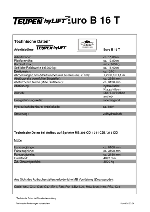 LKW-Teleskoparbeitsbühnen TEUPEN Euro B 16 T
