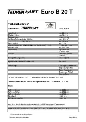 LKW-Teleskoparbeitsbühnen TEUPEN Euro B 20 T
