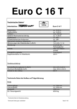 LKW-Teleskoparbeitsbühnen TEUPEN Euro C 16 T