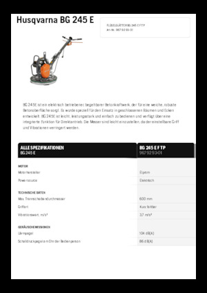 Rotationsglätter, handgeführt Husqvarna BG 245E