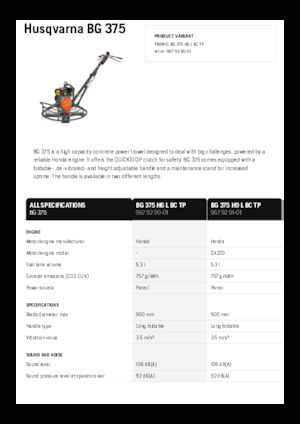 Rotationsglätter, handgeführt Husqvarna BG 375