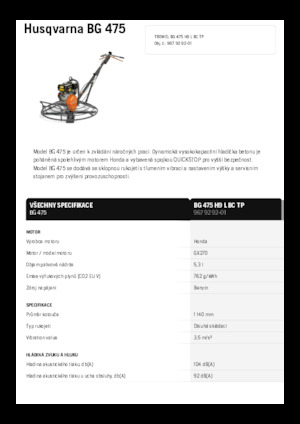 Rotationsglätter, handgeführt Husqvarna BG 475