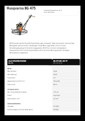 Rotationsglätter, handgeführt Husqvarna BG 475