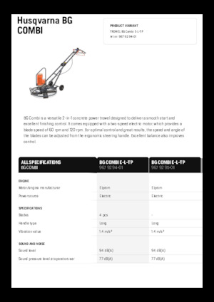 Rotationsglätter, handgeführt Husqvarna BG COMBI